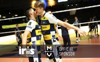 Iris Ceramica sponsors the Modena Volley team featuring Micah Christenson and Maxwell Holt