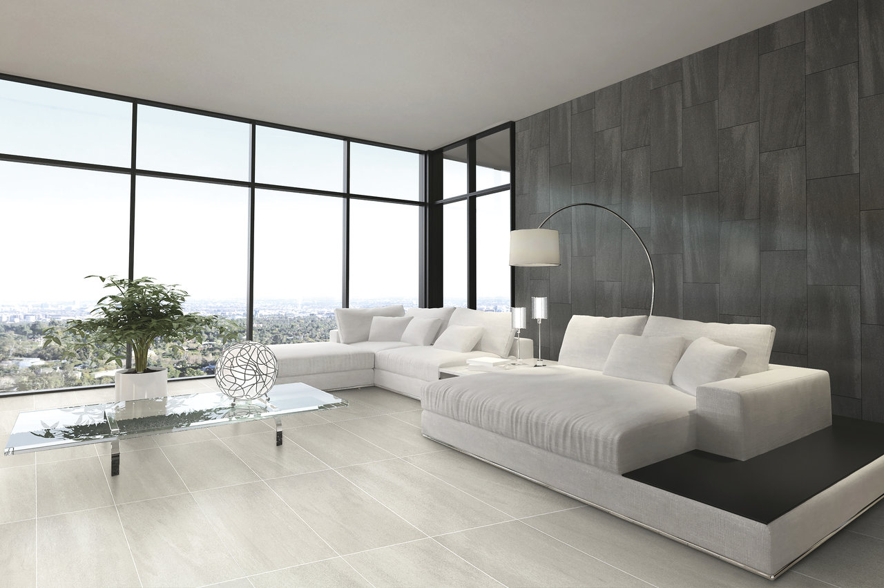 Atelier Black Honed Porcelain Tile, 18x36x5/16, Porcelain Flooring